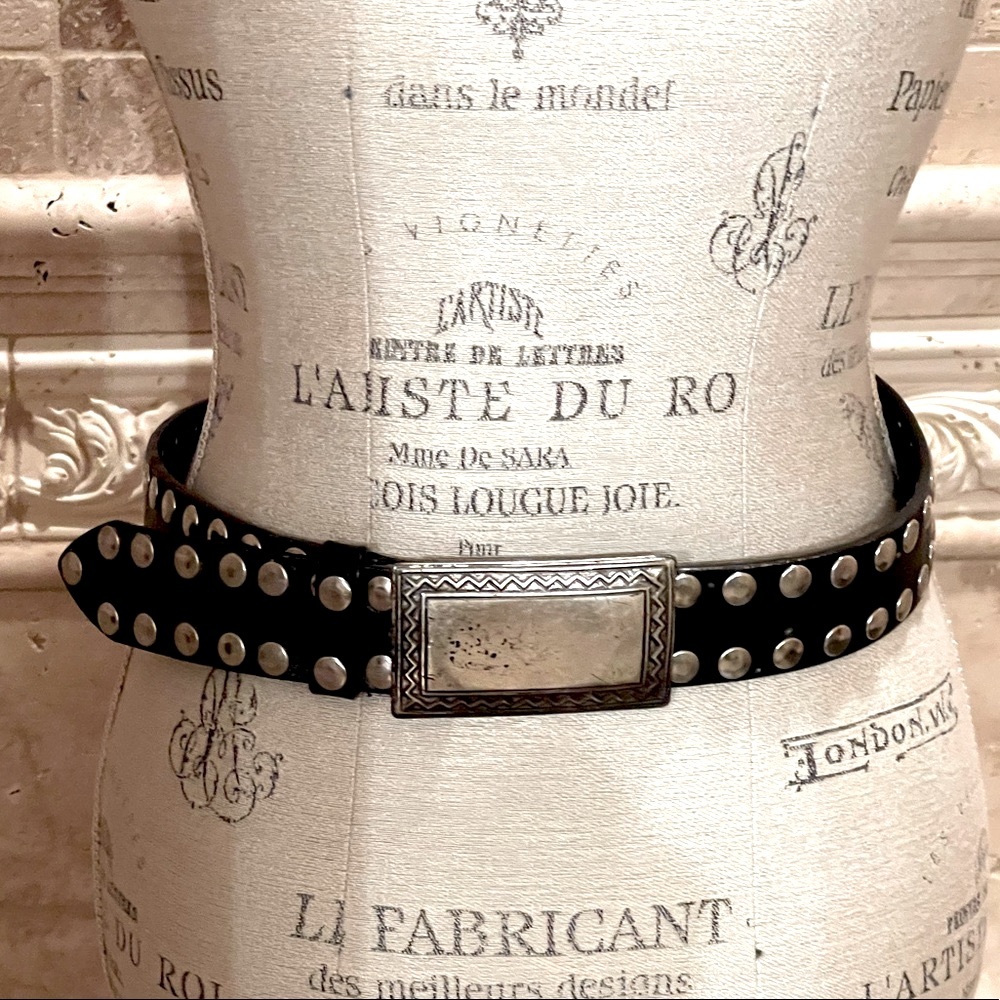 Nanni Italy black leather embellished belt